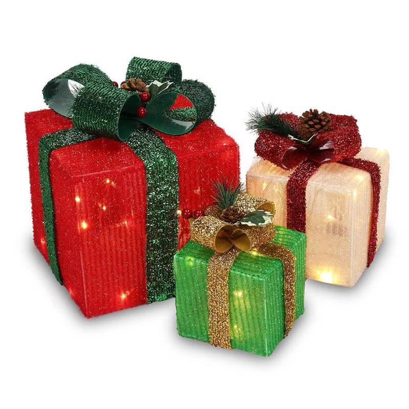 Christmas Lighted Gift Boxes Set of 3