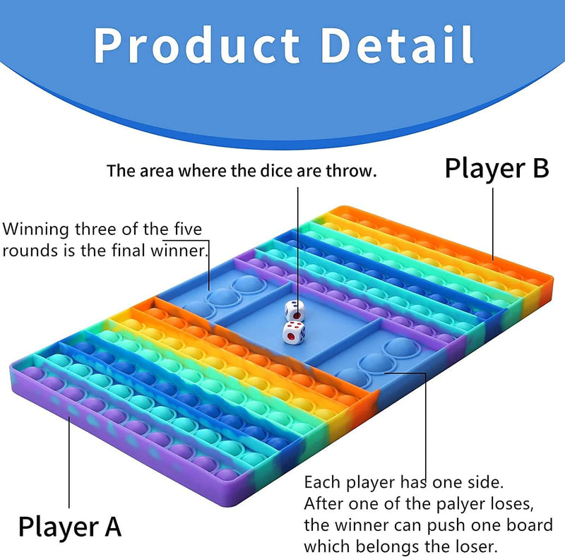 Rainbow Pop it Dice Game Board Bubble Popper Fidget Toy for Kids - Chokid