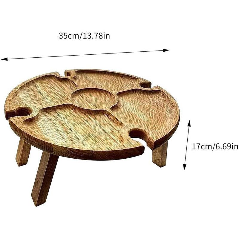 Outdoor Folding Wood Picnic Table With Glass Holder - Chokid