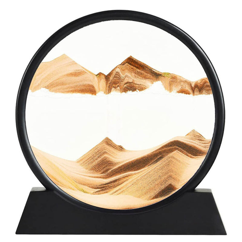Round Moving Sand Art Picture in Glass - Deep Sea Sandscapes Moving Sand Picture