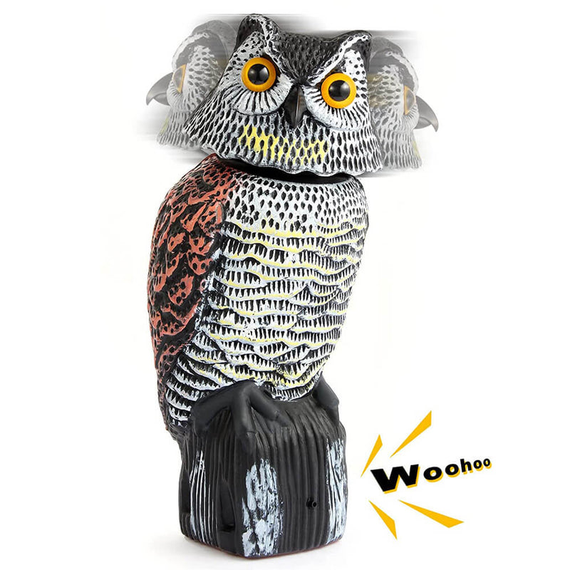 Fake Owl Scarecrow Sculpture with Rotating Head