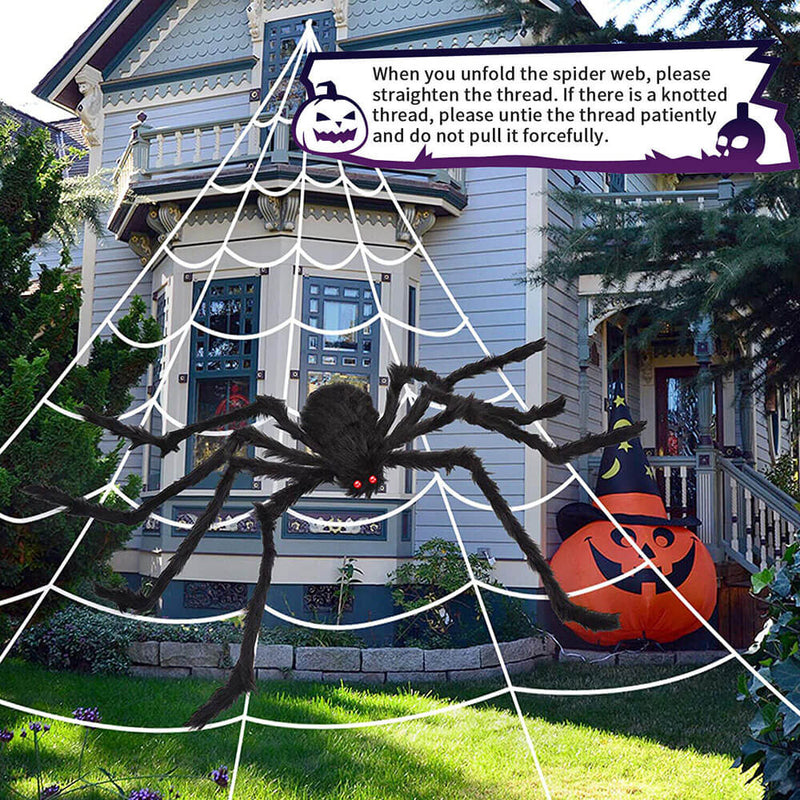 Spider Web Halloween Decorations with Solar String Light