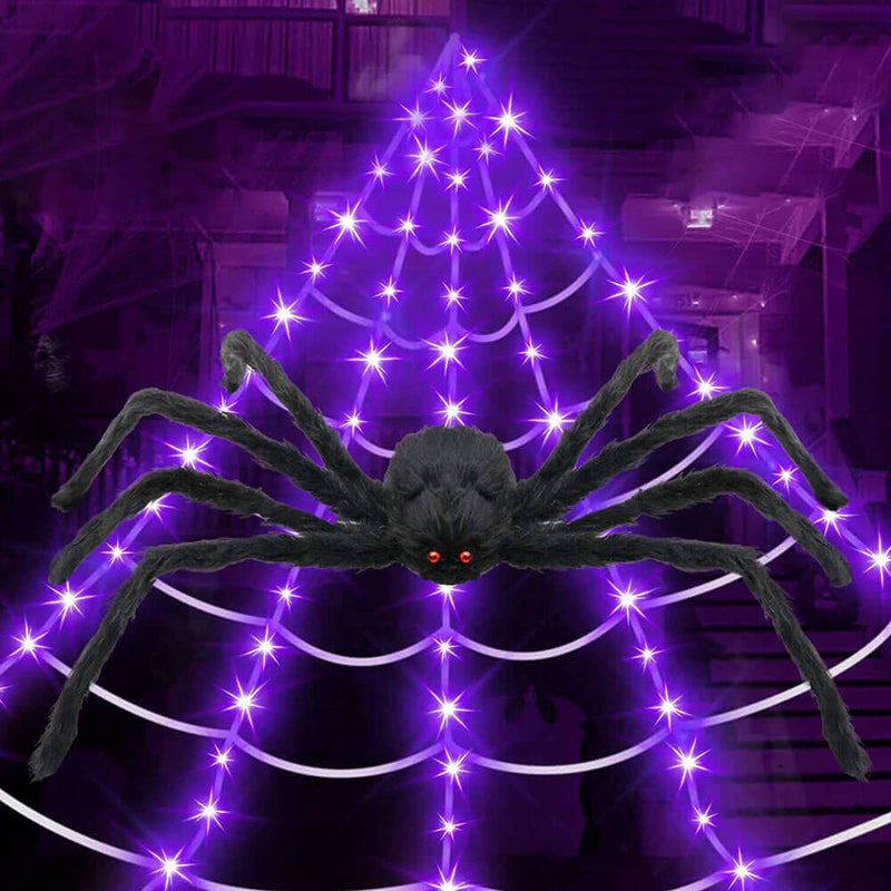 Spider Web Halloween Decorations with Solar String Light