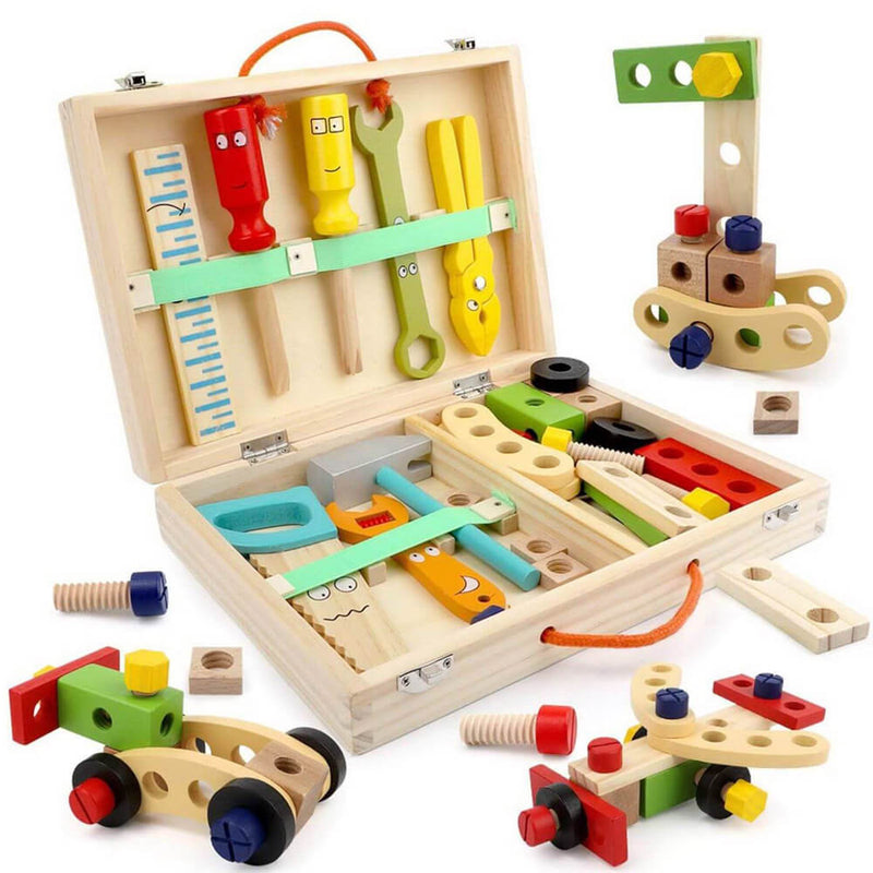 Tool Kit for Kids Wooden Tool Toy Set Box - Kids Tool Bench