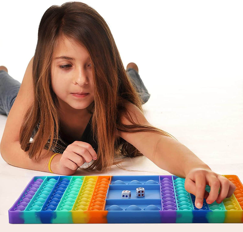 Rainbow Pop it Dice Game Board Bubble Popper Fidget Toy for Kids - Chokid