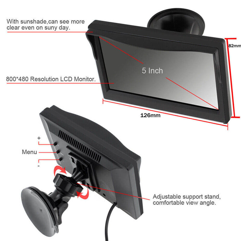 Wireless Backup Camera Car Rear View 5'' Monitor Night Vision