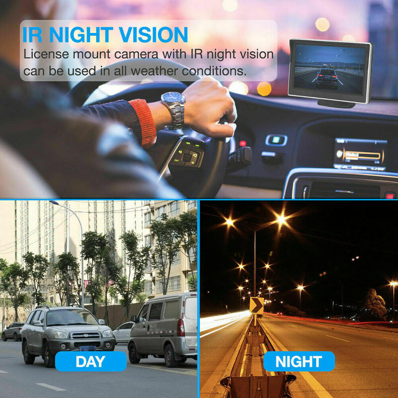 Wireless Backup Camera Car Rear View 5'' Monitor Night Vision