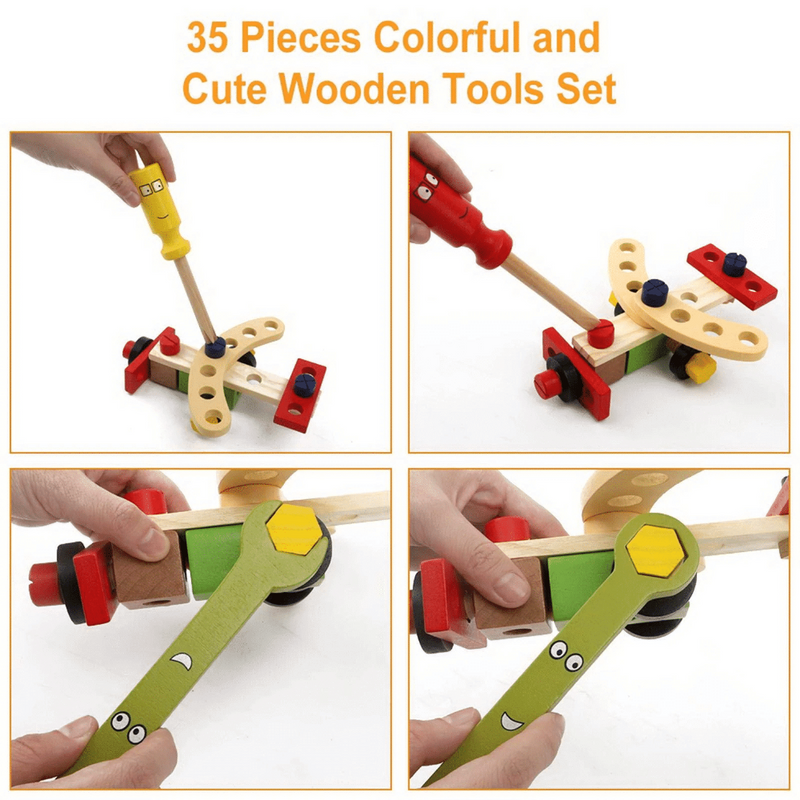 Tool Kit for Kids Wooden Tool Toy Set Box - Kids Tool Bench